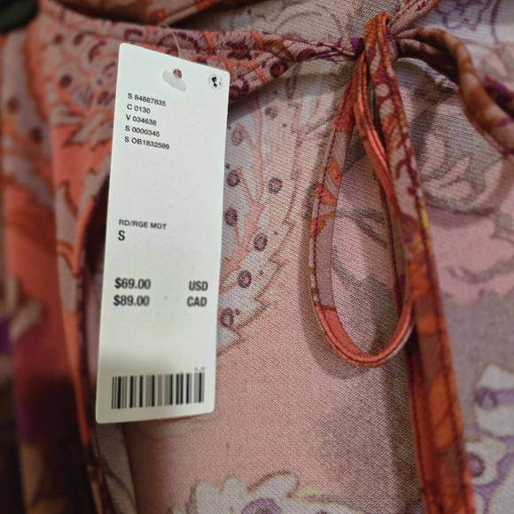 Urban Outfitters Pink Floral Open Back Long Sleeve Mini Dress Boho Barbie - Picture 8 of 9